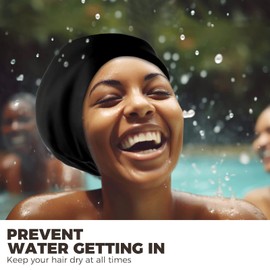 Extra Large Swim Cap - Swim Cap for Long Hair, Dreadlocks, Weaves, Hair Extensions, Braids, Curls & Afros - Silicone Swimming Cap for Women & Men, Keep Hair Dry (XL)