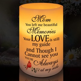 HN HAIINAA Flameless Memorial Candle, Real Wax LED Light with Timer Sympathy Gift Bereavement Gifts for Loss of Mother Memorial Gifts for Loss of Loved One Remembrance Gifts (6" x 4")