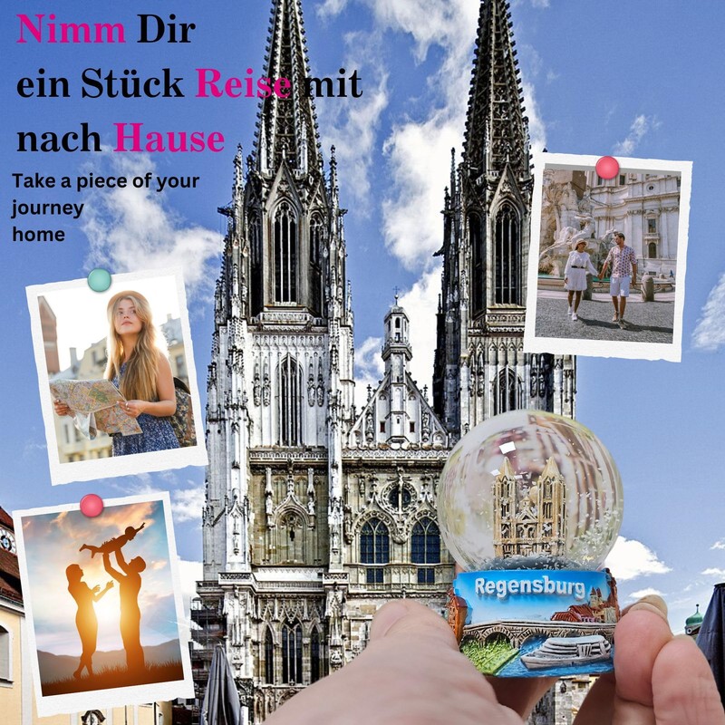 Mini snow globe Regensburg Cathedral St. Peter Danube Bank, Arnufplatz