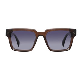 LEHAMI Oversized Polarized Sunglasses for Women Classic Square UV Protection Ladies Driving Sun Glasses, Crystal Brown/Gradient Grey Lens