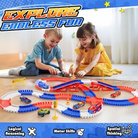 Aetyni Spider Race Car Track Set for Kids: Spider Toys for Boys 4-6 Flexible Tracks with 2 Electric Cars Toys for 3 4 5 6 7 Year Old Boys Birthday Gift for Toddler Kids Grandkids Age 3-5 6-8