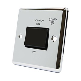 AET CPCFANBL Polished Chrome Classical Black Insert Plastic Rocker Switch-10 Amp 3-Pole Fan Isolator Switch, 240 V