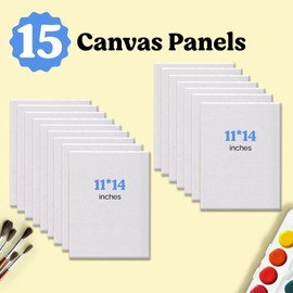 Chalkola 11x14 Canvas for Painting (15 Pack) | Blank Canvas Panels for Painting Acrylic, Oil, Watercolor - Primed 100% Cotton Boards, Acid-Free for Artists, Hobby Painters, Kids & Beginners