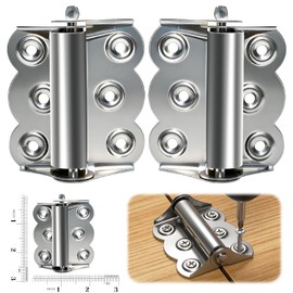 2 Pack Heavy Duty Self-Closing Spring Hinges for Screen Doors, Stainless Steel Silver Exterior Door Hinges, Automatic Close Gate Hinge for Storm Wood Fire Doors with 12 Screws (Classic Fixed Tension)