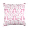 Preppy Pink & White Toile Golden Retriever Dog Throw Pillow