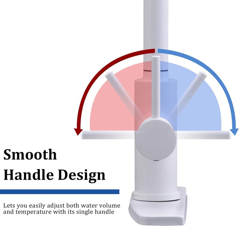 Peppermint Kitchen Sink Faucet Pull Down Matte White Kitchen Faucets