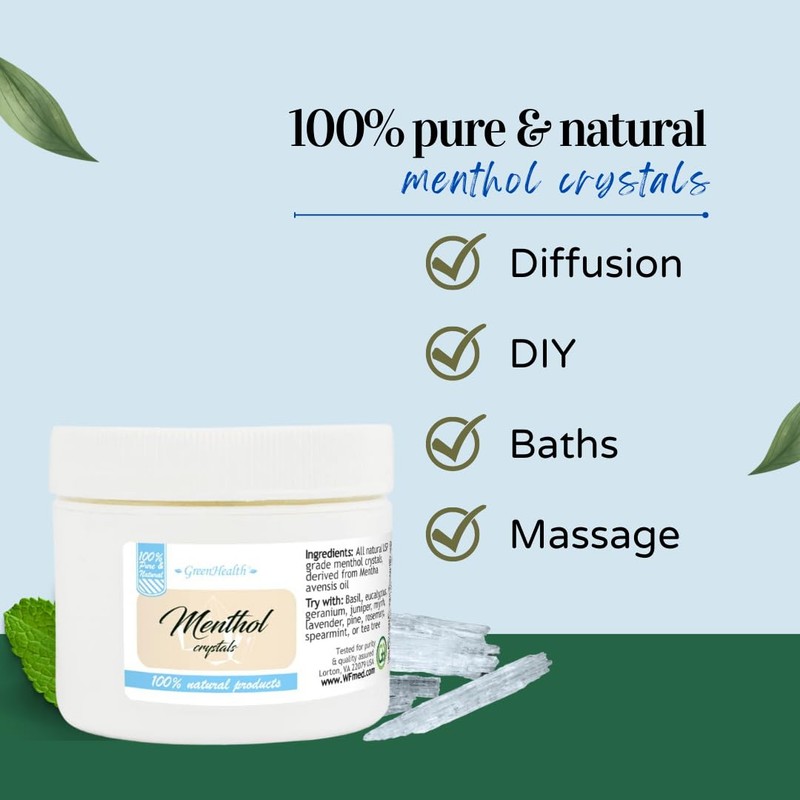 GreenHealth - 4oz - Premium Menthol Crystals 100% Natural packaged