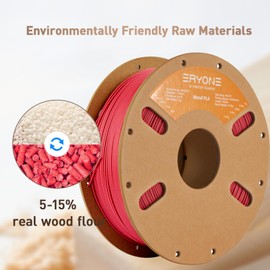 ERYONE Wood PLA Filament 3D Printer PLA Filament 1.75mm +/- 0.03mm, PLA Filament 1KG Cardboard Spool(2.2LBS), Red Wood