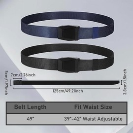 Vikarland 2 Pack Hebillas de Metal Hombres Cinturón Táctico Nylon Web Cinturón Militar de Liberación Rápida para Los Hombres（Negro+Azul）