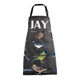 MBMSO Jay Bird Apron Bird Gifts for Bird Lovers Bird Kitchen Apron with Pockets Birdwatcher Gifts Birding Gardening Apron, Jay Apron-b, Standard