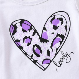 Yoxindax Toddler Kids Heart Letter Graphic T-Shirt and Leopard Shorts 2PC Summer Outfit Set(6-7T)