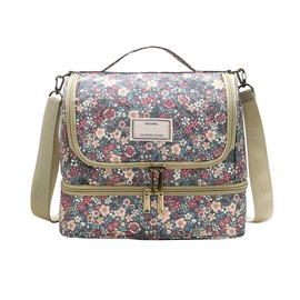 Nanxson Insulated Lunch Bag, Large Reusable Cool Bag, Waterproof Picnic Bag with Floral Pattern and Adjustable Shoulder Strap (11 L, C-Blue)