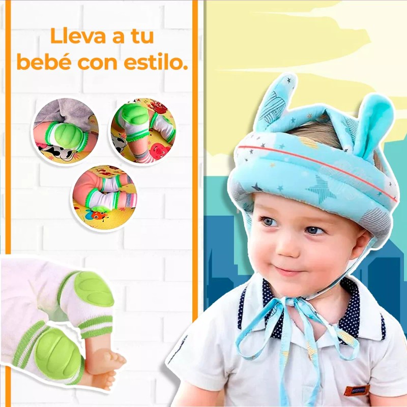 Hola Bebé Casco Antigolpes Para Bebé Y Par De Rodilleras