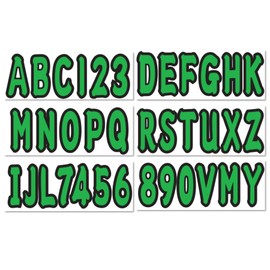 SeaSierra 4 Sets of 3" Marine Boat Green Sticker Decals A-Z Letters & 0-9 Numbers for Yachts & Personal Watercraft Waterproof Anti-Scratch