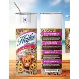 Handmade Heifer Be Gone  20oz Skinny Tumbler Travel Mug Cup Double Wall Insulated