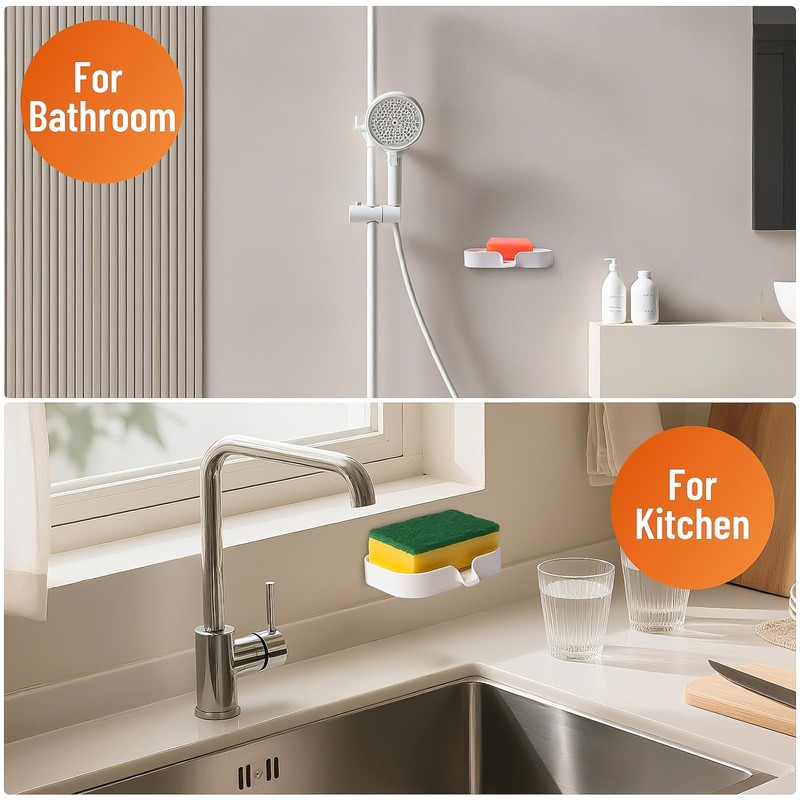 ​Kovenora 2 PCS Plastic Soap Dish with Drainage, Wall-Mounted and