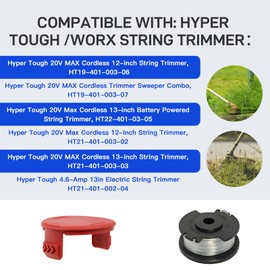 Kudoosen HT-19-401-003-06 Compatible with Hyper Tough HT-19-401-003-07,HT21-401-003-03,HT21-401-003-02 and 20V Max Hyper Tough String Trimmer,Replacement Trimmer Spool 0.065" 17ft Line -6Pack