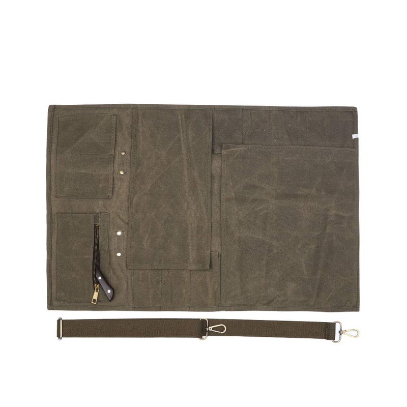 Large Chef’s Knife Roll Bag, Heavy Duty Waxed Canvas Knife