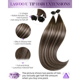 LaaVoo U Tip Hair Extensions Human Hair 22Inch Dark Brown Mix Ash Brown Ombre Keratin Tip Hair Extensions Human Hair Brown Balayage Straight Utips Hair Extensions Human Hair Hot Fusion 50s/50g