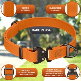 NexaPaw Biothane Dog Collar with Cobra Buckle - Made in USA - QR Code Dog Tag ID Included - Adjustable Heavy Duty Dog Collars for Medium Large Dogs - Waterproof Military Grade Tactical Collar for Dogs