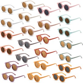 24 Pair Kids Round Flower Sunglasses Flower Shaped Sunglasses Cute Baby Sunglasses Colorful Toddler Eyewear Glasses for Kids (Retro Round)