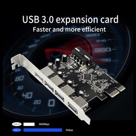 YEY 4 Ports PCI-E to USB 3.0 Expansion Card Interface USB 3.0 4-Port Express Card Desktop for Windows XP/7/8/10, Mini PCI-E USB 3.0 Hub Controller Adapter