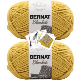 Bernat Blanket Yarn - Big Ball (10.5 oz) - 2 Pack with Pattern Cards in Color (Moss)