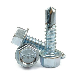 (25) #14 x 3/4" Indent HWH Hex Washer Head Unslot, 1/4" Zinc #3 Point Self Drilling/TEK Sheet Metal Screws - MonsterBolts (25, 1/4" x 3/4")