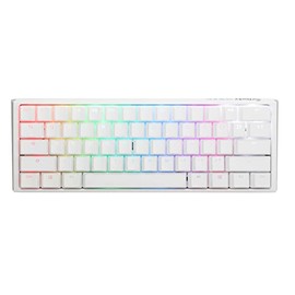 Ducky One 3 White 60% Mechanical Keyboard: Quack Mechanics Dampening, Hot-Swappable Cherry Black Switches, High-Density PBT Doubleshot Keycaps, RGB, US, White