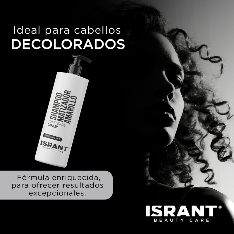 ISRANT | Shampoo Matizador Amarillo para Rubios y Decolorados -