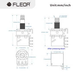 FLEOR B500K Push-Pull-Potentiometer Linear Taper Pots 15 mm kurze geteilte Welle für Teile des E-Gitarren-Steuerschalters, 2er-Pack