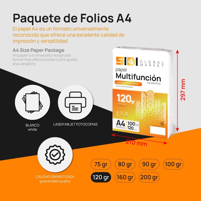 A4 Paper 120g A4 Printer Paper Folios for School, Work