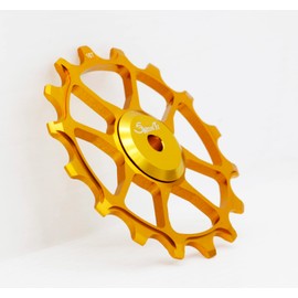 SwishTi Road Mountain eBike MTB Rear Derailleur Oversized Pulley Narrow-Wide Jockey Wheel for Shimano/Sram/Campagnolo etc.use (Gold, 16T)