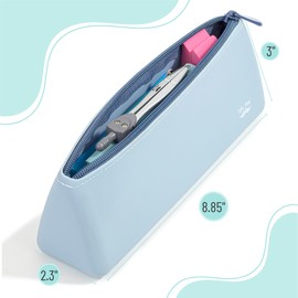 Mr. Pen- Silicone Pencil Case Pouch, Muted Blue, Aesthetic Triangular Design, Multipurpose, Aesthetic Pencil Case Small, Silicone Makeup Bag, Back to School Supplies