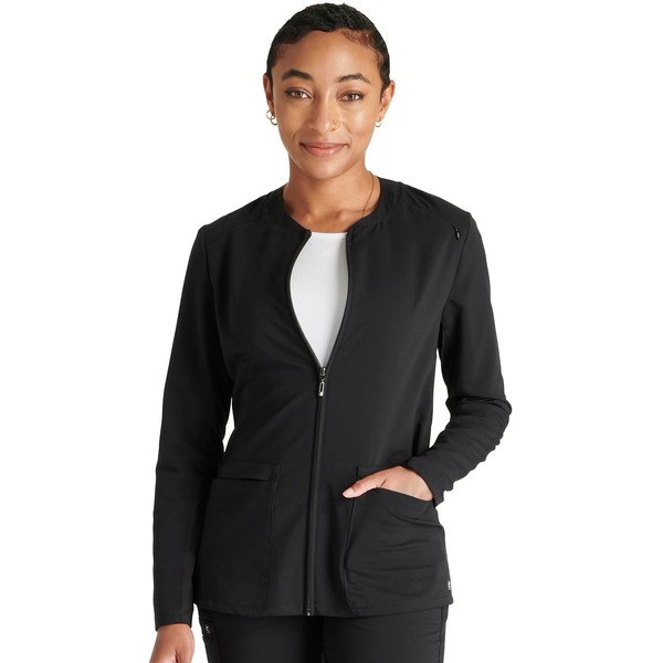 Cherokee Women Zip Scrub Jacket with 2 Pockets and Shirttail