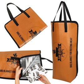 Leather BBQ Blanket for Resting Meat, Insulated Brisket Blanket Meat Resting Bag for Smoking & Grilling Tender BBQ, Extra-Wide Mouth & Leak-Proof Design for Brisket, Turkey & Pork - (24 Inch Brown)