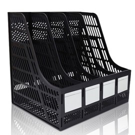 Lemical Magazine File Organizer Book Holder with 4 Compartments Desktop Storage File Holder Basket Frames Files Divider Box Document Cabinet File Rack