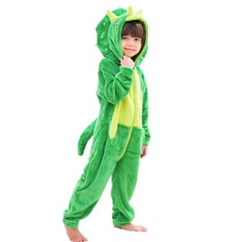 LOLANTA Kids Triceratops Dinosaur Costume, Toddler Hooded Flannel Bodysuit Fancy Dress,2-3 Years,Tag S
