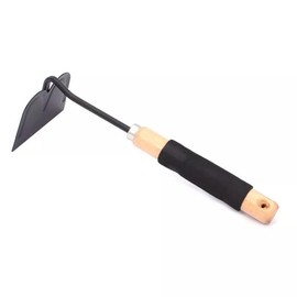 Garden Hand Hoe with Wooden Handle, 30 cm Total Length, Metal Swan Neck Head, Black