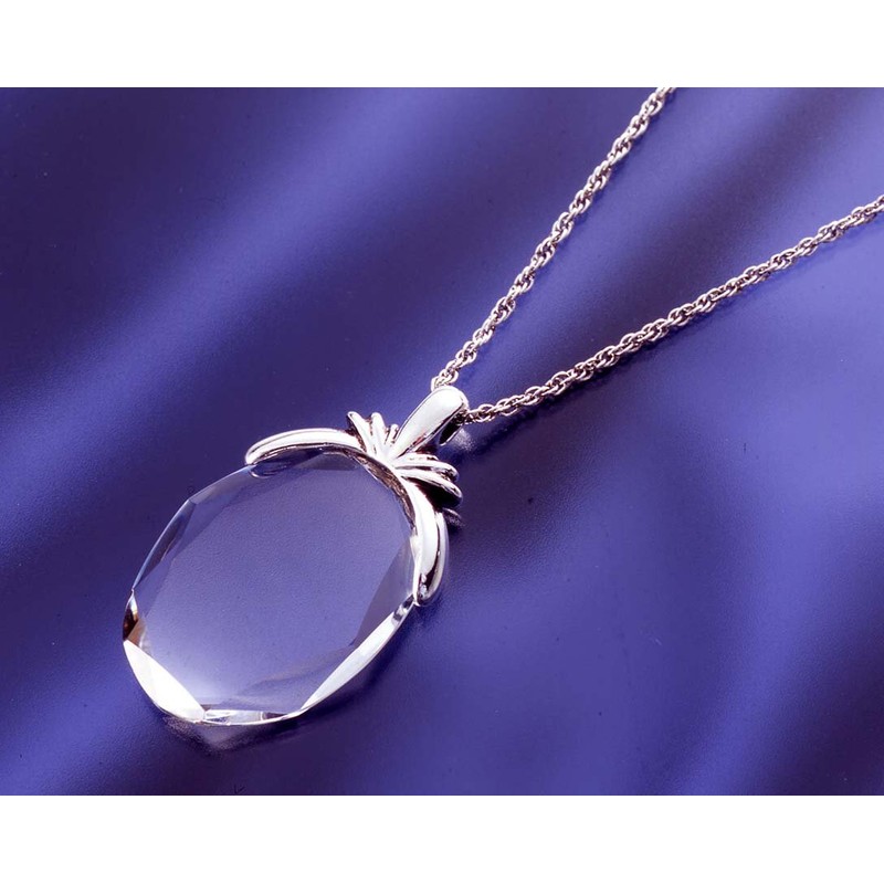 Hogdseirrs Crystal Loupe Pendant Necklace (Antique Silver)