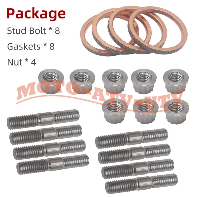 JINFANNIBI Titanium Exhaust Studs Nuts Manifold Gaskets Kit for Yamaha