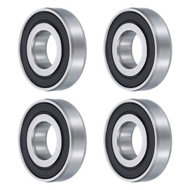 sourcing map 4 Pcs 16001-2RS Deep Groove Ball Bearing, 12mm x 28mm x 7mm High Carbon Chrome Steel Z3 Double Rubber Sealed Bearing (ABEC3)