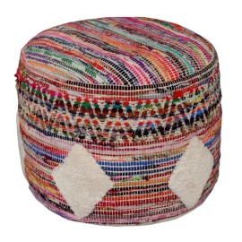 HomeRoots 18 Multicolored Cotton Blend Ottoman