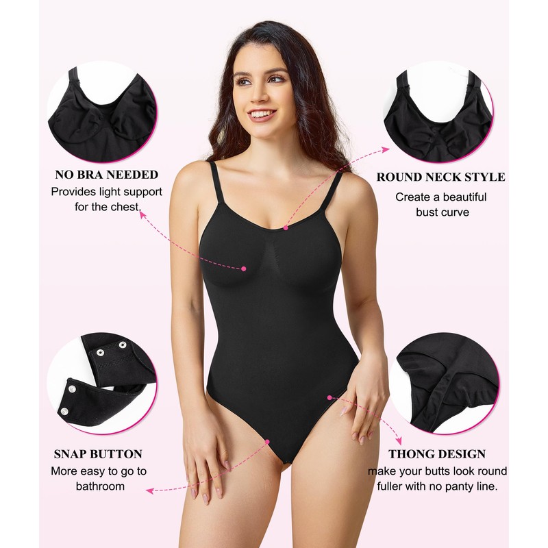 BRABIC Women's Backless Shapewear Bodysuit Tummy control Thong Seamless Body