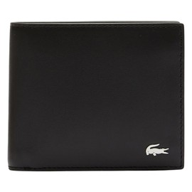 Lacoste NH1112FG Black (000) Leather Bifold Wallet with Coin Purse One Point Crocodile Genuine Leather Simple Chic Pocket Men's Men's, black (000)
