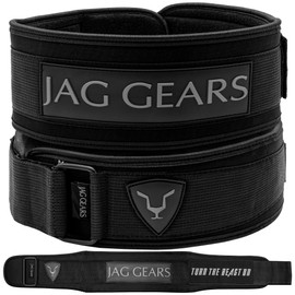 JAG GEARS Weight Lifting Belt | Adjustable Neoprene Powerlifting Belt | Back Lumbar Support | Gym Lifting Belt | Back Strength Training | Workout Lifting Belt for Men and Women Black (Black, L)