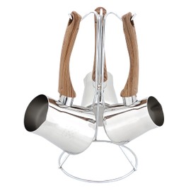 Serenk Turkish Coffee Pot Cezve, Milk Warmer, Ibrik Briki Greek Arabic Coffee Pot, Set of 3, Stovetop Coffee Maker, Turkish Cezve Traditional made of Stainless Steel, Rust Free w/Hanging Base