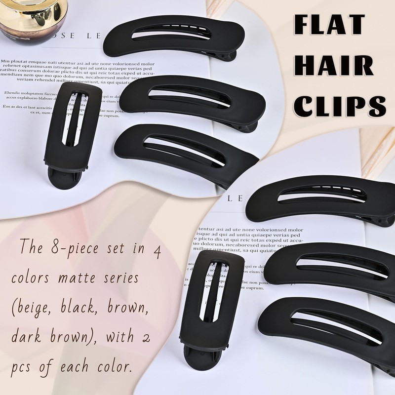 8 Pcs Flat Hair Clips for Women - Large Matte