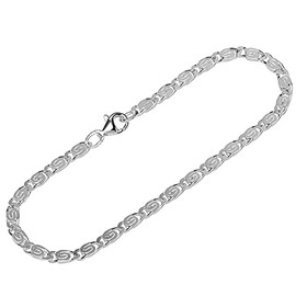 NKlaus 12623 Men's Bracelet 925 Sterling Silver 19 cm S Curb Chain Diamond-Coated, Sterling Silver