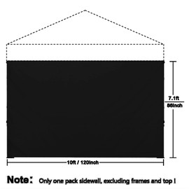 ZONGTI 10x10 FT Instant Canopy Tent Sidewall, Waterproof & UV Protection for Pop Up Canopy Tent - Privacy Wall for Camping, Market Stall, Outdoor Events (3 Pack Sidewall Only, No Frame or Top) (Black)